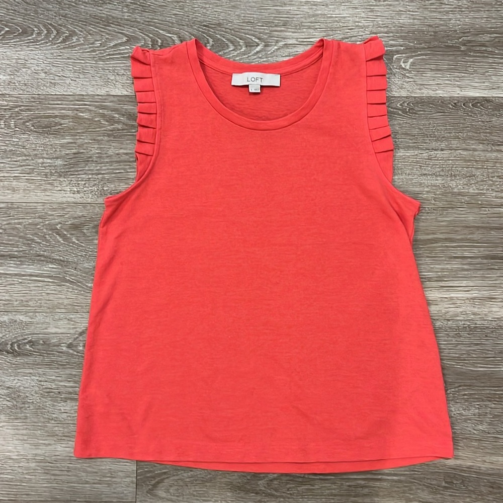 Loft Sleeveless Tank Pleated Ruffle S